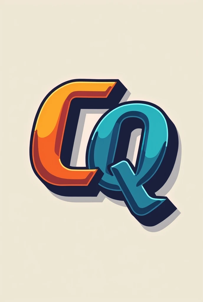 Letters CQ from a logo for a game called ConjugaQuest, with large, bold letters with one letter in orange and the other in blue 
