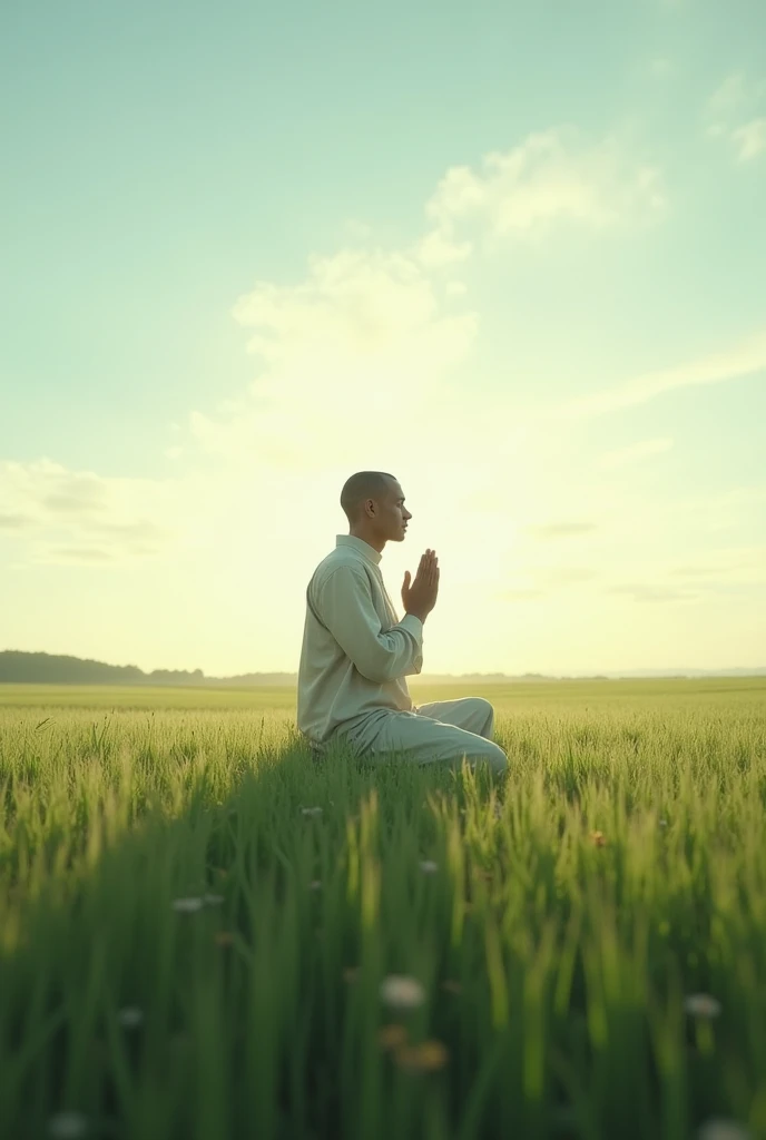 A  praying in the field, 