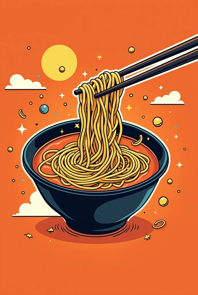 T shirt design, gen z style, simple, bombastic. Pretty, wow factor, original instant mee flavour