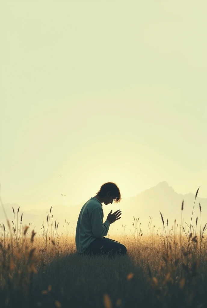 A  praying in the field, , a woman not a man man not a WOMAN
