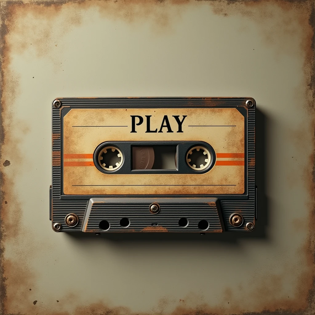 An old CD Album cover with the writing "PLAY" on it, old, antique, Cassette