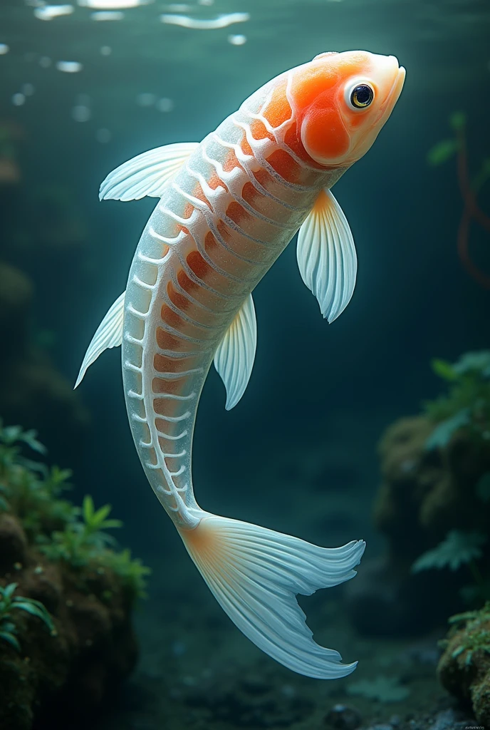 Koi fish with skeletal body 