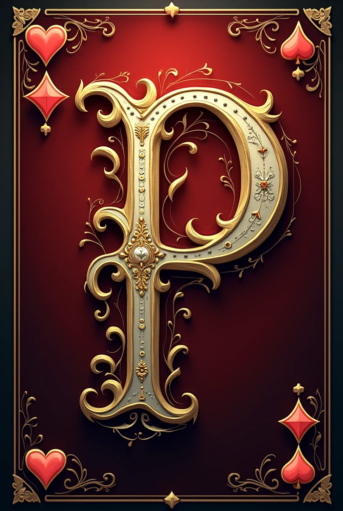 Image with the letter P with playing card symbols