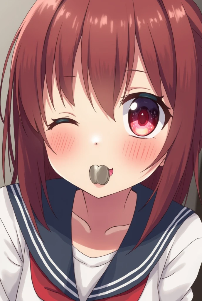 An anime girl with a penis in her mouth 