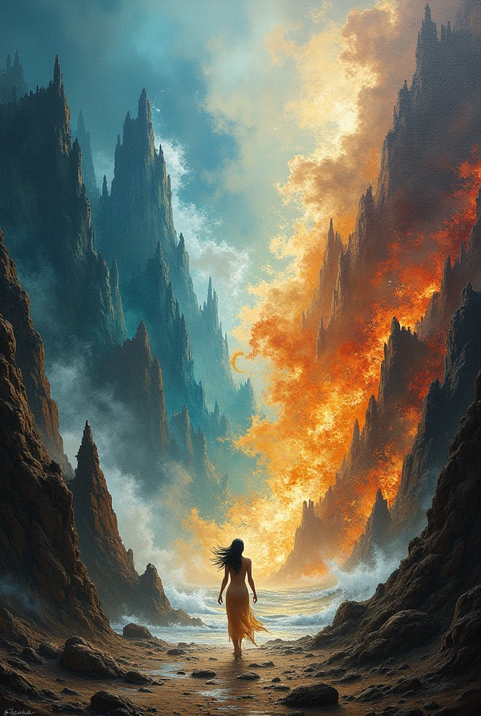 land, water, wind is fire mixing together