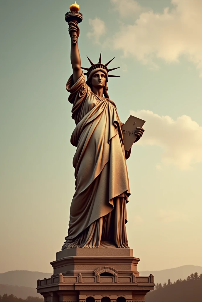 original statue of liberty, made in brown color, realisitic