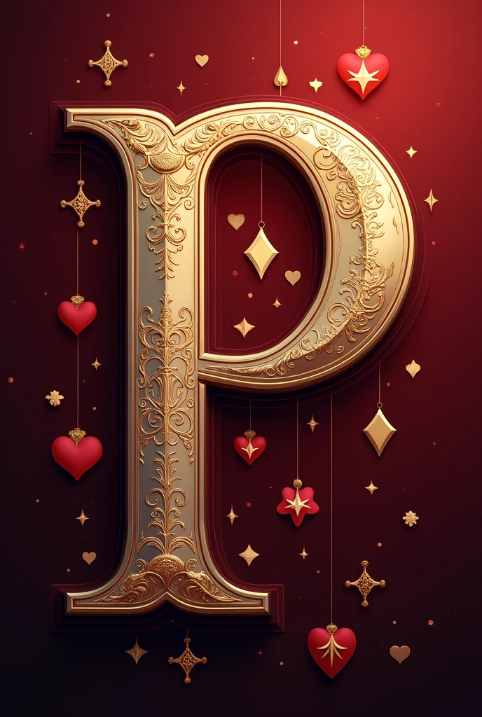 Image with the letter P with playing card symbols