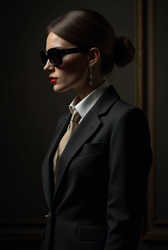 Create a profile picture featuring a well-dressed person representing wealth, with their face partially hidden. The person should be wearing a suit or formal attire, symbolizing luxury and success. The atmosphere should be enigmatic and mysterious, with subtle shadows obscuring part of the figure's face, creating a sense of intrigue. The background should complement the luxurious theme, using dark tones and sophisticated details, evoking an aura of mystery and affluence
