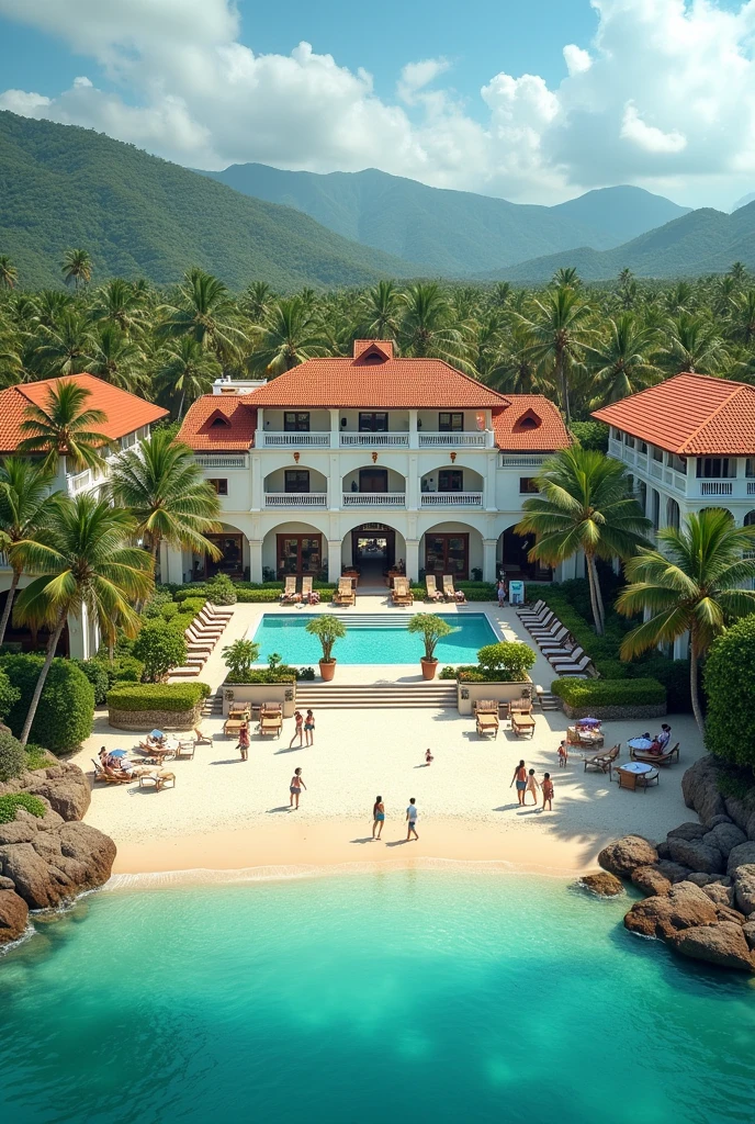 I want an image of a resort, can be a standard resort demonstrating the general, I'll put it on the cover of my slide, por isso, I want the photo horizontally to put in the Canva frame, image horizontally