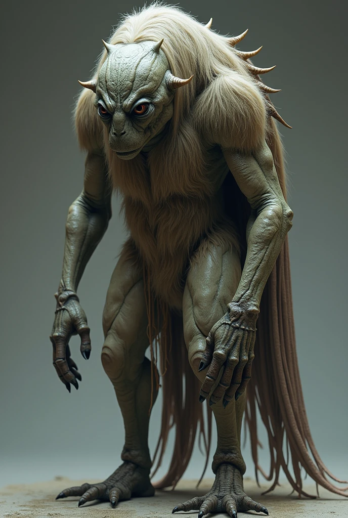 His body was covered with rough fur., plagued with tiny ticks, and the skin petrified by a crust of remora, but contrary to the priest's description, His human parts were more of a nursing angel than a man, because the hands were smooth and skillful, the big, twilight eyes, and had on his shoulder blades the scarred and calloused stumps of powerful wings, which had to be hewn with farmer's axes.
