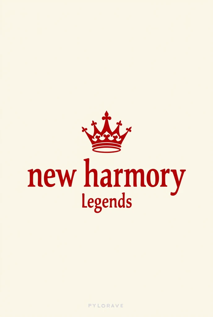 Un logo avec écrit NEW HARMONY LEGENDS en rouge et une couronne