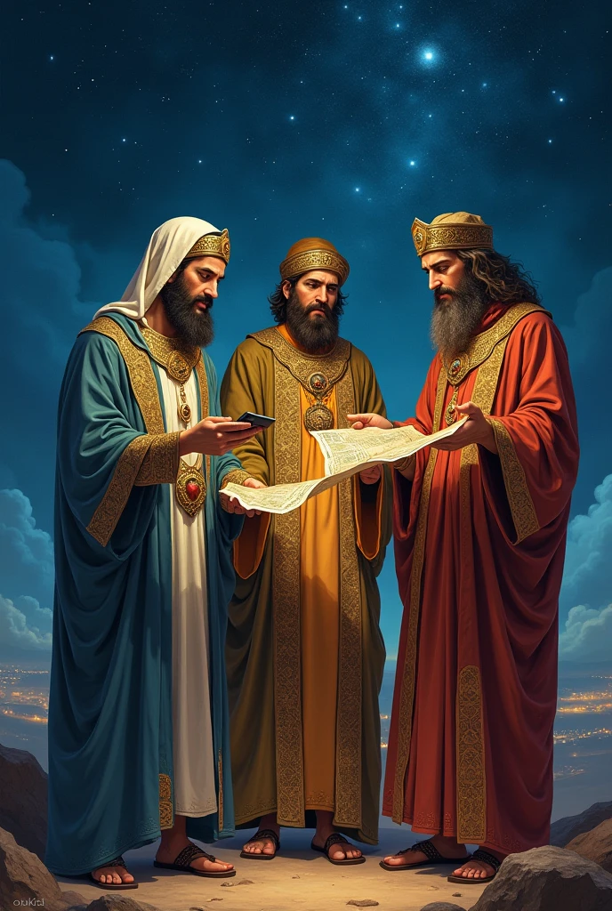 The 3 wise men with a GPS, compass and maps, to guide oneself