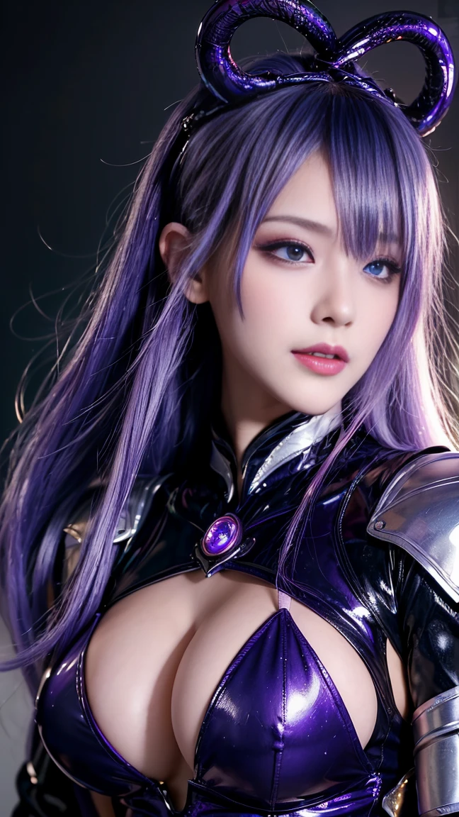 (Highest quality detail)、Realistic、8k Ultra HD、High resolution、(One Woman),(Fatal Beauty,attractive) ,(Mysterious charm:1.1),(Big Breasts、Attractive silhouette),Ultra-detailed、High quality textures、Intricate details、Highly detailed CG、High quality shadows、Beautiful and delicate face、Beautiful and delicate eyes、Written boundary depth、Ray Tracing、20th Generation、Cute K-Pop Girls、(The Face of Ulzan in Korea)、Thin face、(URZAN-6500-v1.1:0.6)、PurerosFace_v1、Glowing Eyes、Perfect body、 Viewer Display、(Highest quality detail:1.2)、8k Ultra HD、Close-up of a woman, Realistic rendering, attractive, Real Girls, Gurwitz, role play, Realistic 3D style, 8K Portrait Rendering,(truth,truth:1.4),(Sparkling eyes girl:1.2)、cheek、Glossy Lips、Best image quality, 8k Ultra HD Full Color RAW Photos, Fujifilm(Medium format), hasselblad, Carl Zeiss, Incredible dynamic range photography(utility_art:Smooth-768:1.1),High resolution, High pixel count, Clear details, Clear images, Natural color reproduction, Noise Reduction, High fidelity, quality, Software Improvements, Upscaling, Optimized Algorithms, Professional-level retouching, 強力なスーパーevil femaleがクローズアップでポーズをとる, Black Goddess 、(Expose your shoulders), Flowing purple hair, View your audience, Highly detailed face, Blue smoke swirling around her, Love evil things, Captivating blue eyes, Dark fantasy, Esoteric arachnids lady, Spider Queen, Esoteric arachnids, Combat Stance, Sharp fangs, nature, ((Complex metallic colors in the foreground)), (( Fluid Mechanics, The most beautiful smooth scale face makeup, Smirking expression)) 、Dark blood, Onyxia、Beautiful young witch, purple hair, dark purple lips, evil, evil female, smile, Black Prom Dress, She is coming to you, Bright Blue Eyes, Surrounded by swirling pink smoke, Blood Chain, Behemoth Bones, Snake-like tentacles, Cruel Teeth, Expressions of madness, Oppressive Dungeon、 Grotesque shadows dance, The creature whispers, Stifling atmosphere, Vision problems, Visible Madness. Blade, A flash of evil intent shines, reflect (Light) Beyond the Darkness,