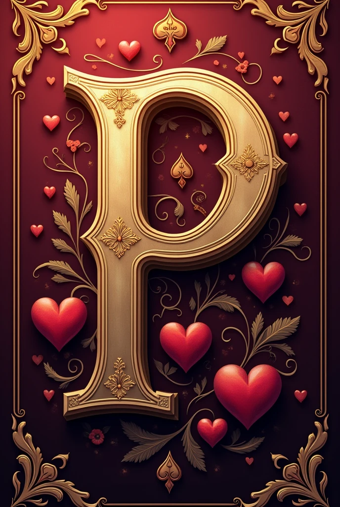 Image with the letter P with playing card symbols