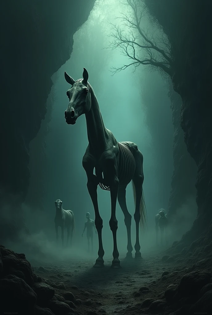Oblivion abyss , creatures , no entity , scary looking place , skeleton horse