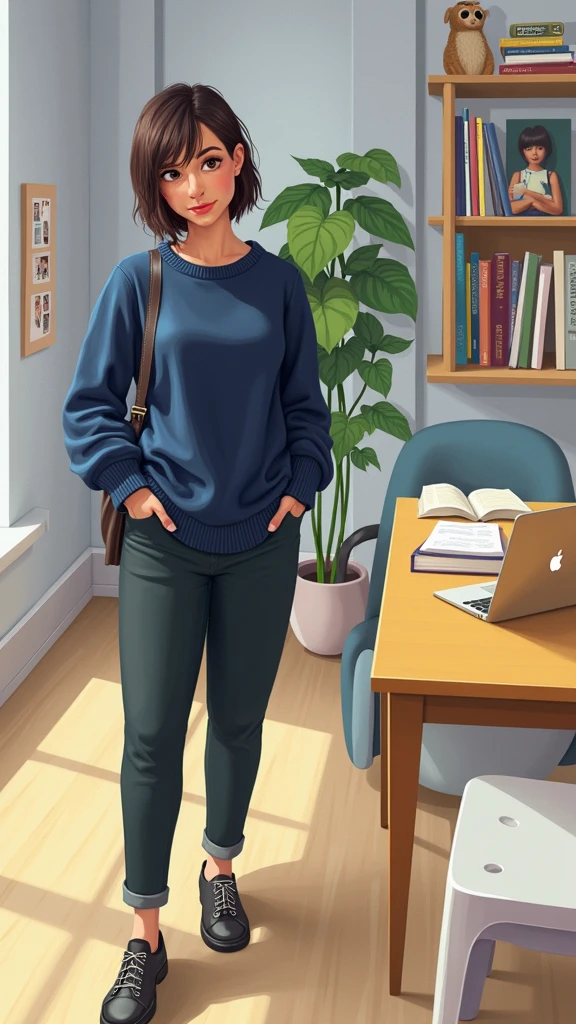 Create what the character Riley from Inside Out 2 would look like if she were in college