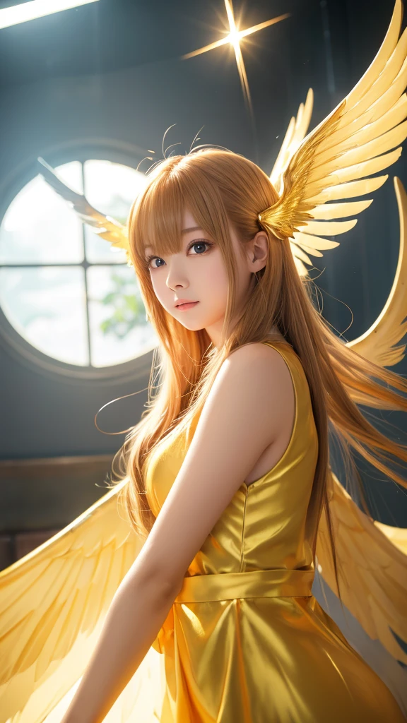 Golden dolphin cute Angel Halo Anime characters wing gorgeous