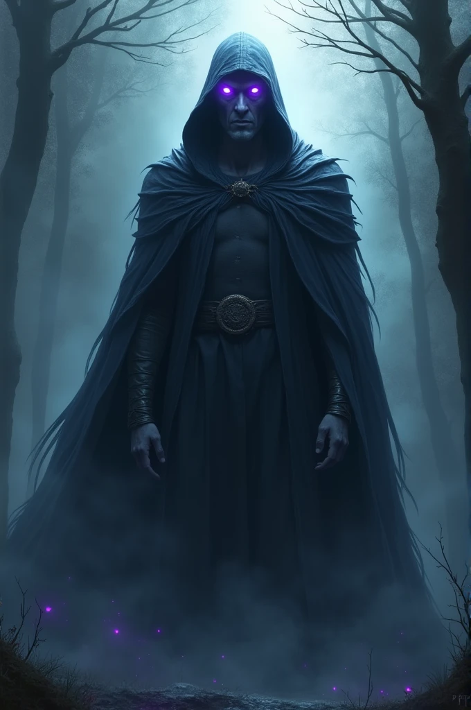 Man, tall, above all, Ghost hunter, purple eyes