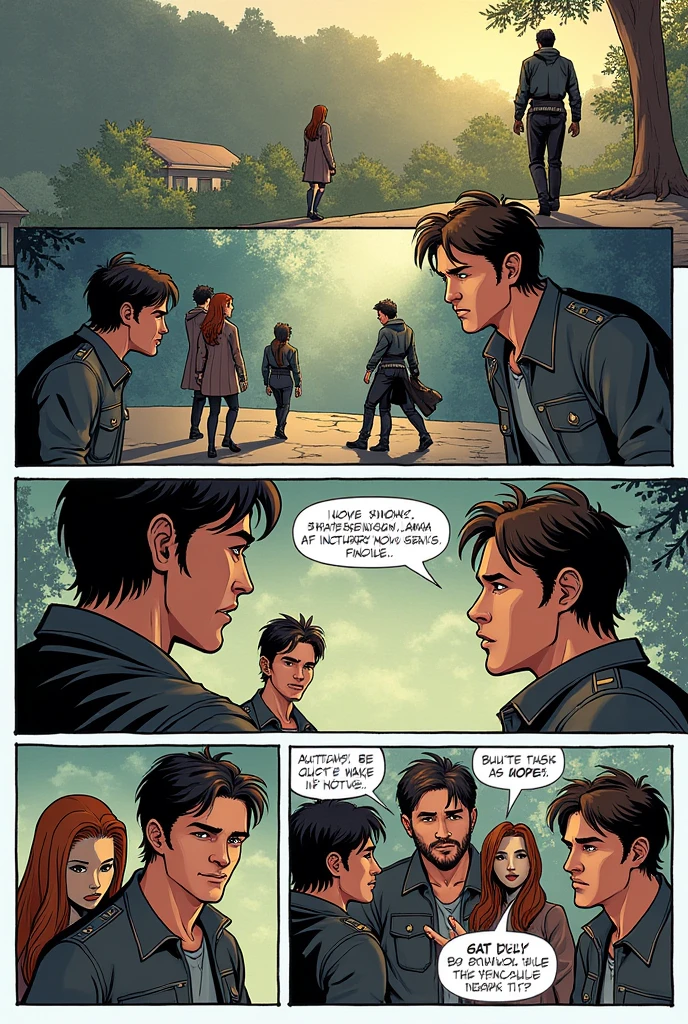Illustrates the first part of the book in the form of a comic strip