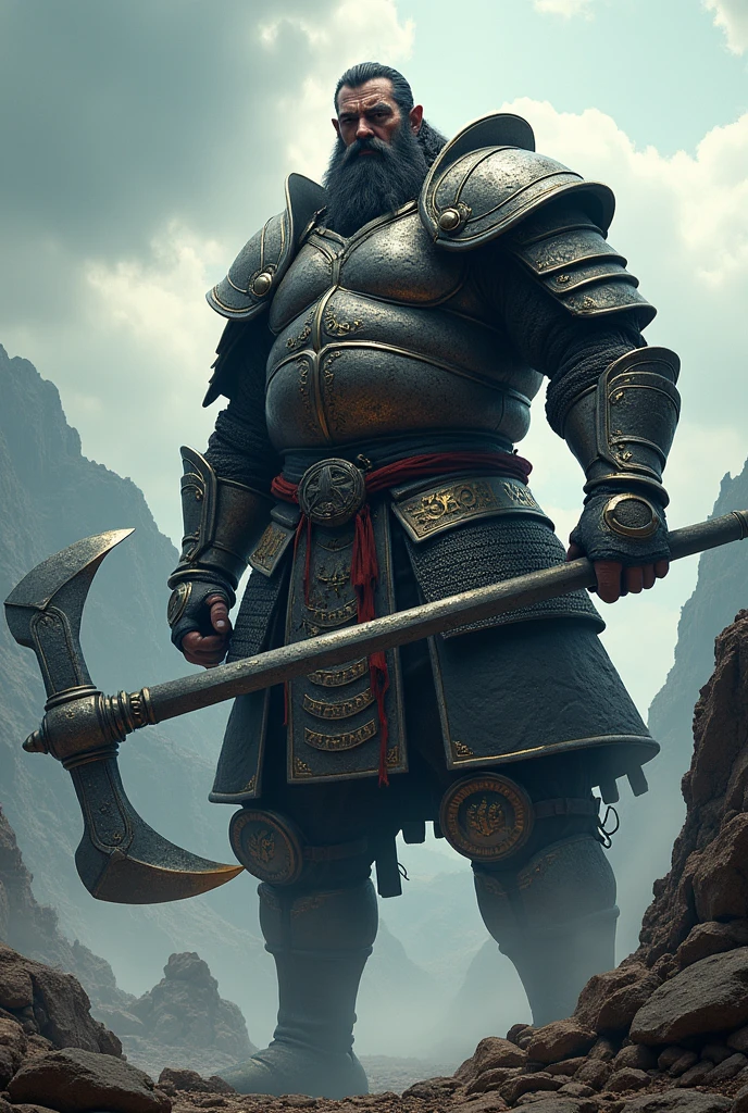 A 3 meter giant with a chain mail breastplate and a long, two-handed feudal Japanese halberd