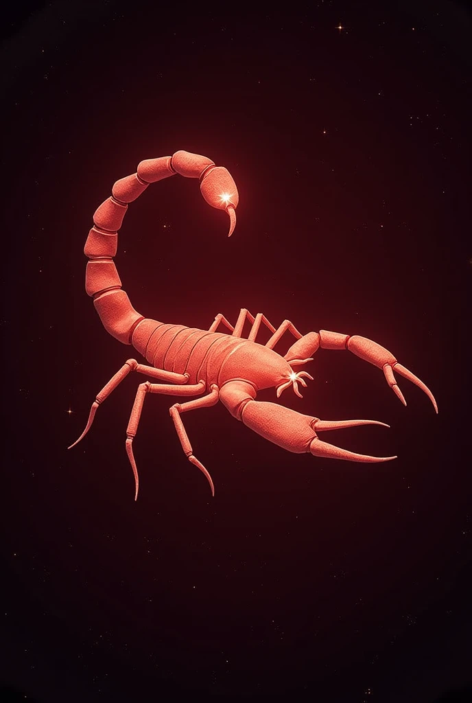 A constellation called Scorpio, with a stylized image of a scorpion formed by the stars of the constellation in a simple way with the universe in the background. Maintain a reddish hue.