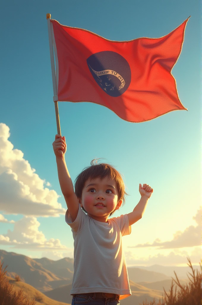 Child holding a flag