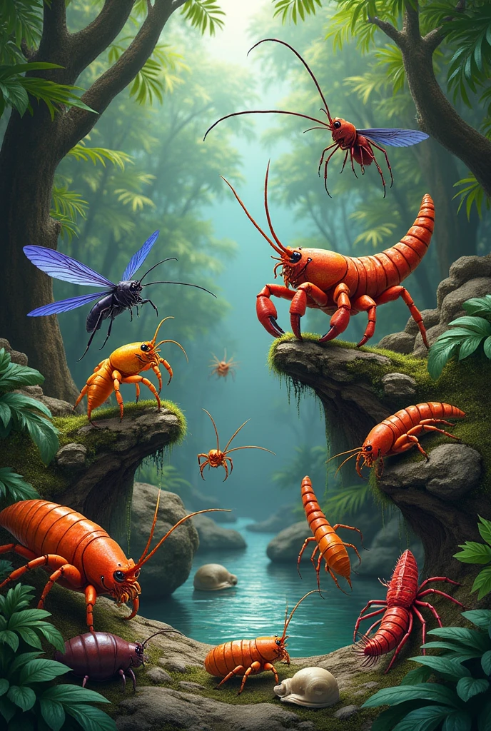 Invertebrate safari image where there are many invertebrates to show in a 4th grade class