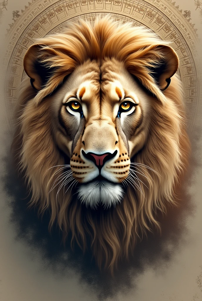 Lion of Judea with the face of Jesus tattoo