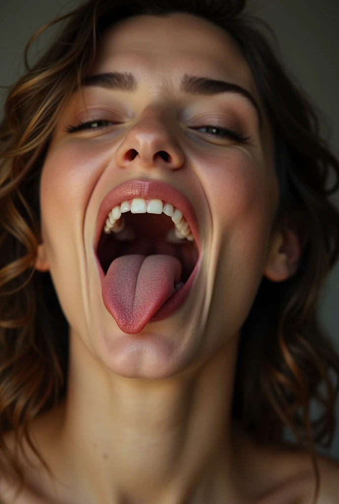 Woman with a mouth full of semen