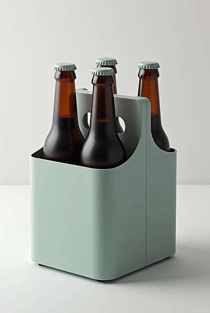 A container for beer, Futuristic with a minimalist solid color bottle design, a six pack, (packaging design)