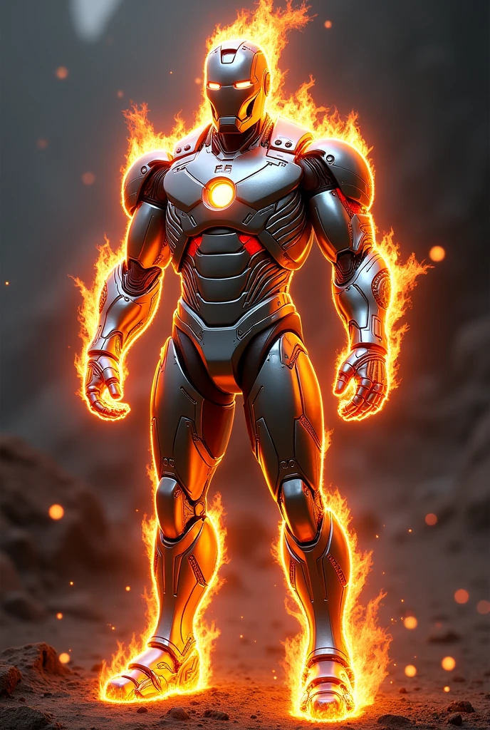 (Ironman in ghost Rider look with ghost Rider bike, full body look