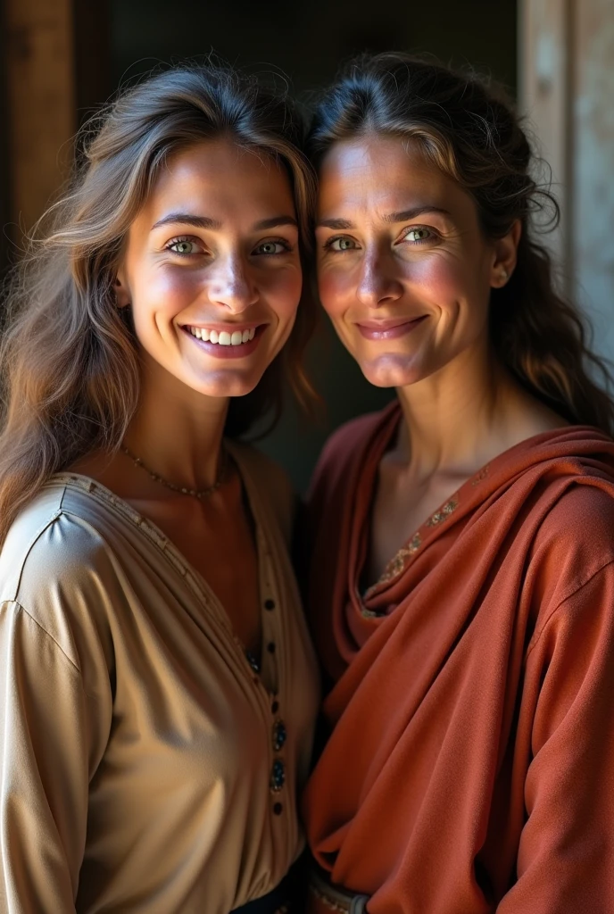 Selfie of Ruth and Neomi from the Bible looking at a camera