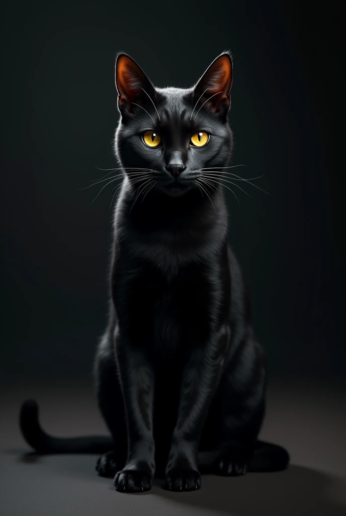 Black cat realista em pose sexy