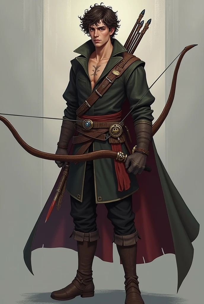 Ryan Ryan a 2 man, good physical build, has 1.70m, curly and with a scar on his chest that he carries since his childhood in the attack on his village , trained darante all these years with a spirit of revenge, lost his mother and father in one of the tenebri attacks on his village, His grandfather John taught him the archery skills that were a family tradition., has great reflexes and good speed, know the basics of how to handle a sword, a great aim, He is half deaf because in his childhood one of the bullies who bullied him went too far and used a sound magic attack on his ear., doesn't remember anything from his past, just follows his spirit of taking revenge for his parents' death, have panic attacks, doesn't have one of the eyes, His fury mode activates when his memories of the day of the attack on the village return, giving him sharp vision and a good sense of smell, and his melee attacks have a buff that increases more and more as he levels up..**Eye of Oracles:** This divine eye grants the wearer the ability to clearly foresee the future., identify imminent dangers and sense hidden intentions. Furthermore, the user can manipulate time to a limited extent, altering small events to change the course of events, and also access visions of the past to unlock forgotten secrets. With the power to share your visions telepathically, the bearer can influence others and shape destiny. however, this immense power requires wisdom and self-control, because messing with time and the future can bring unforeseen consequences.