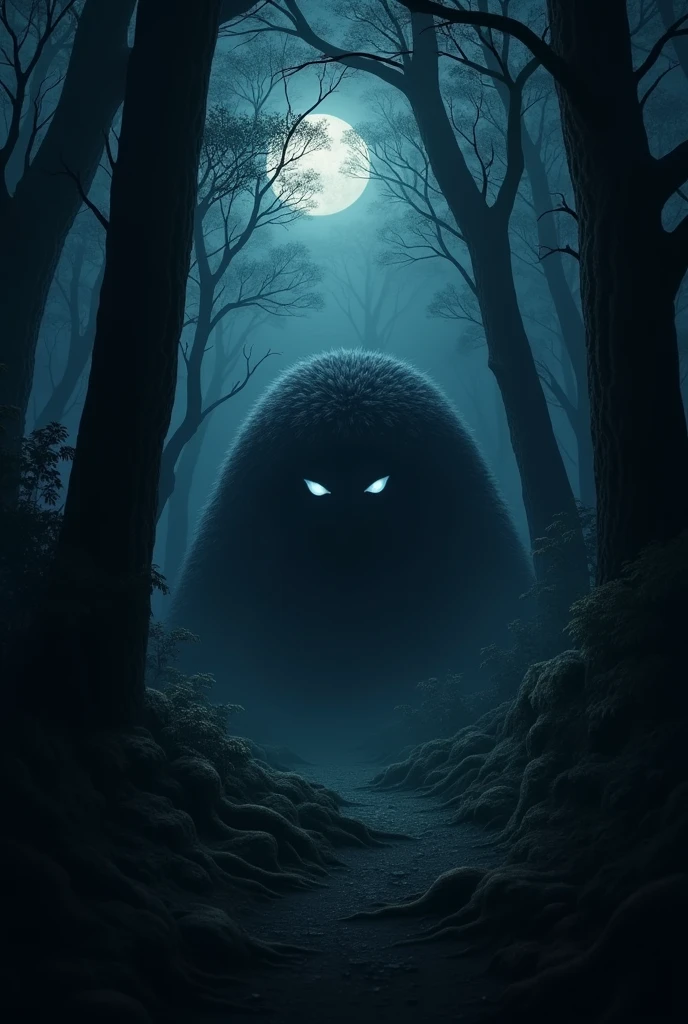 Mysterious eyes in the dense forest at night