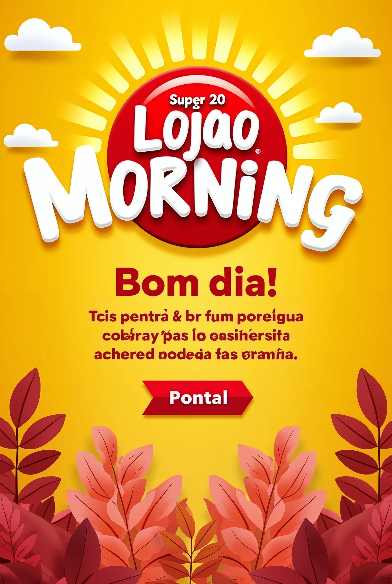 A good morning POST for a clothing store has to be inviting, fun in yellow and red and in Portuguese (brazil)
The name of the store is lojão super 20