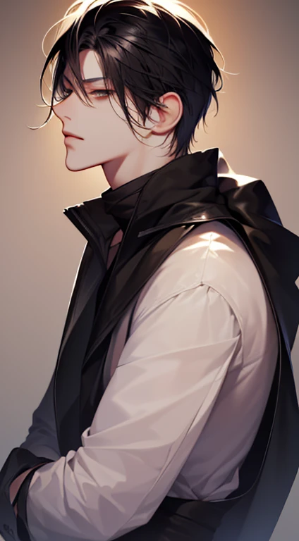 (best quality digital art digital illustration 4k high resolution beautiful image hyperdetailed image perfect lines dark lighting Wallpaper) (1:1 photorealistic) (neutral colors hdr 1.4) (anime style) an adult 2 man (expressionless perfect detailed face) medium black hair modern clothes dystopia