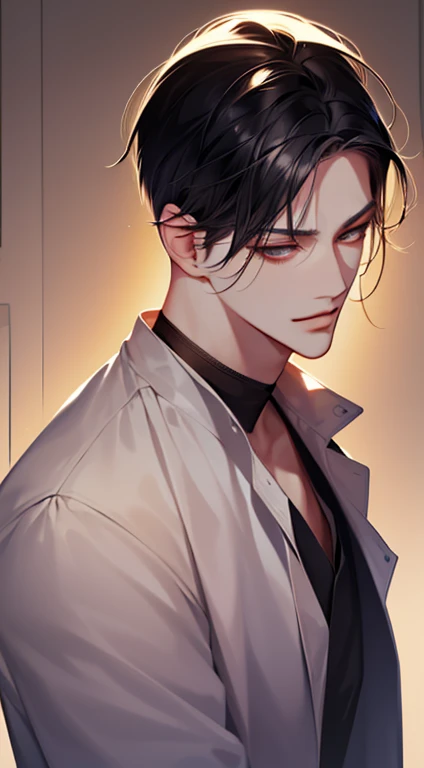 (best quality digital art digital illustration 4k high resolution beautiful image hyperdetailed image perfect lines dark lighting Wallpaper) (1:1 photorealistic) (neutral colors hdr 1.4) (anime style) an adult 2 man (expressionless perfect detailed face) medium black hair modern clothes dystopia