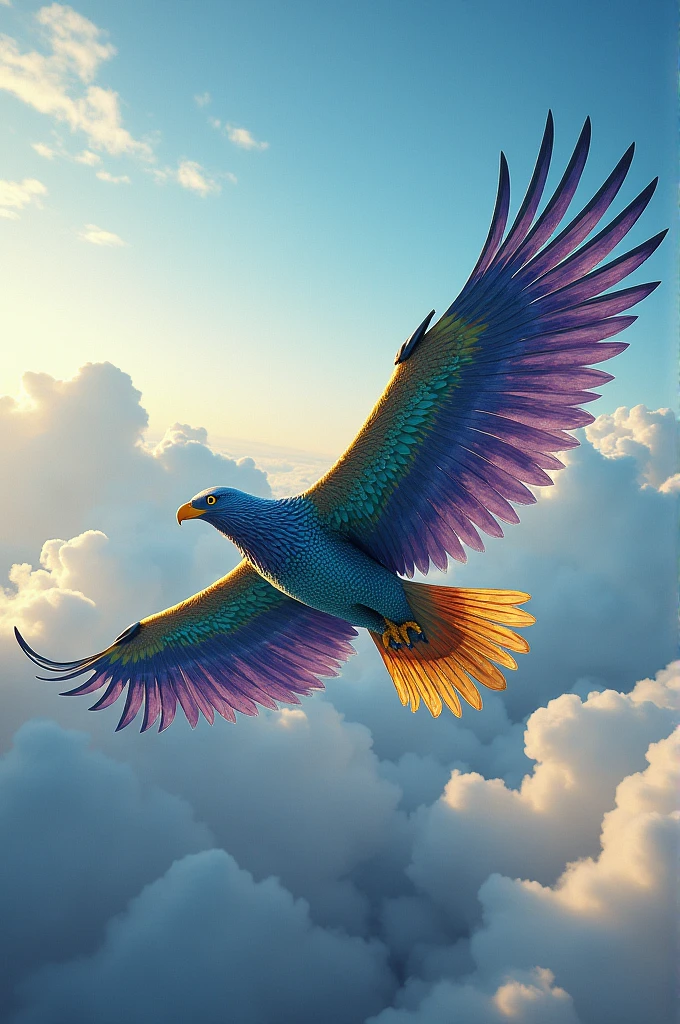 Seven-colored eagle flying 