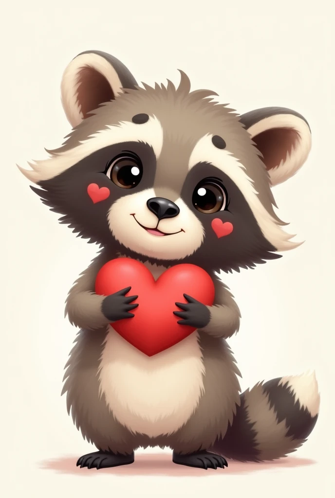 A cute raccoon named Alan with a heart