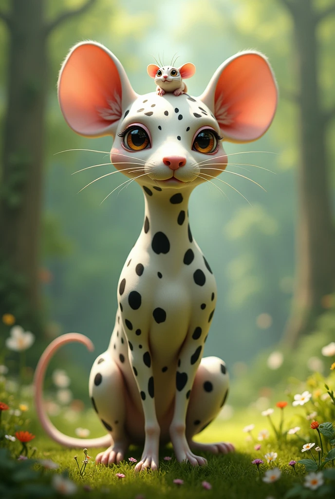 A Dalmatian dog with a mouse head