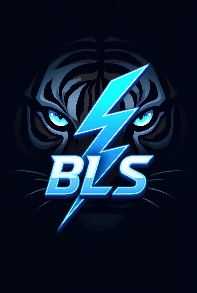 a blue and white lightning bolt logo, written BLS below, with the eyes of a tiger in the background
