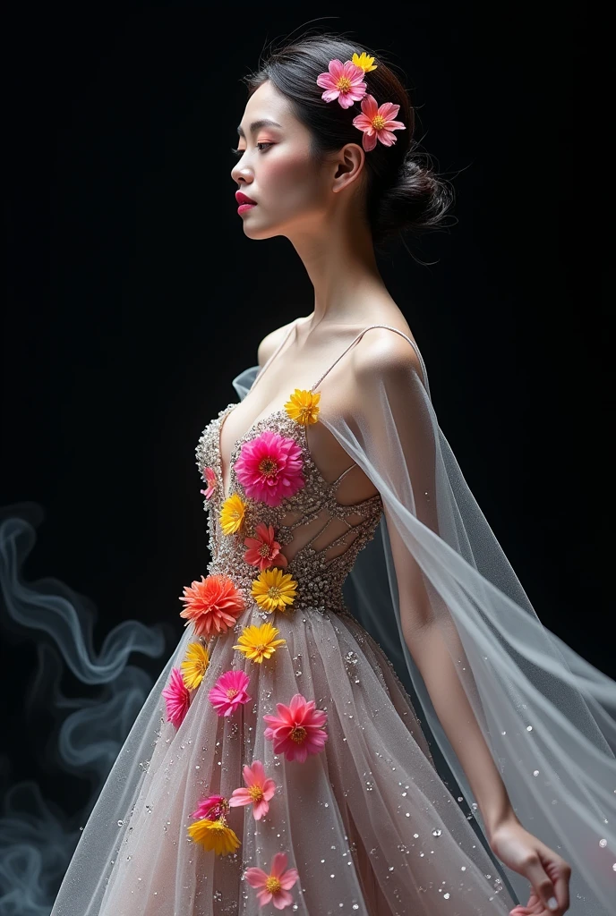 (RAW Photo, Best Quality), (Realistic, Photorealistic Real: 1.3) , arafed woman in a pink dress standing on roses, Rose petals fly around the body, strong back light , flowing gown, woman model, glamorous fashion pose, digital art of an elegant, elegant glamor pose, wearing a pink ballroom gown, flowing realistic fabric, dressed in a pink dress, glamour pose, glamour fashion pose, wearing long gown, stunning elegant pose, flowing sakura-colored silk, fashion model pose, official art, unity 8k wallpaper, ultra detailed, beautiful and aesthetic, masterpiece, best quality, (zentangle, mandala, tangle, entangle), (fractal art:1.3) , extremely detailed, dynamic angle, cowboyshot, the most beautiful form of chaos, elegant, a brutalist designed, vivid colours, romanticism, by james jean, roby dwi antono, ross tran, francis bacon, michal mraz, adrian ghenie, petra cortright, gerhard richter, takato yamamoto, ashley wood, atmospheric, ??????? of musical notes, streaming musical notes visible
