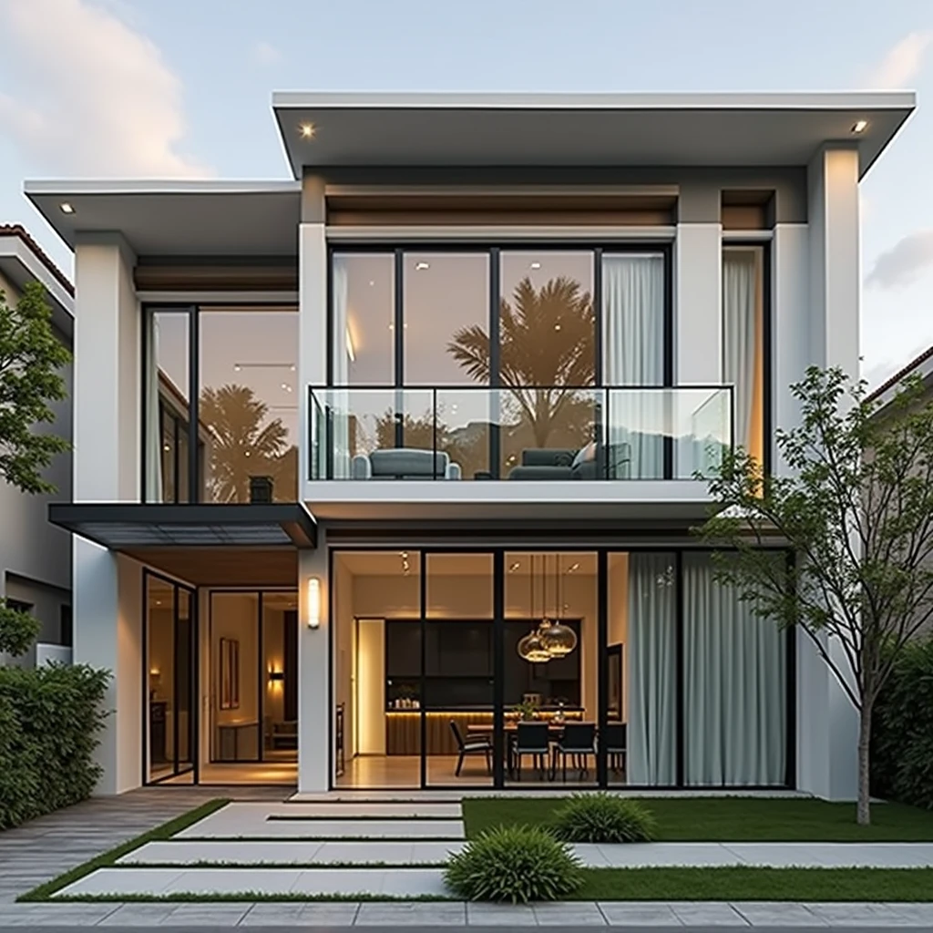 RAW photo,Masterpiece, high quality, best quality, authentic, super detail, townhousevn, exterior, morden house with white wall and glass windows, daylight, archdaily architecture, (high detailed :1.2), 8k uhd, dslr, soft lighting, high quality, film grain, Fujifilm XT3 Negative promt:(normal quality), (low quality), (worst quality), paintings, sketches,lowres, text, cropped, worst quality, low quality, normal quality, signature, watermark, username, blurry,skech,logo,blurry, drawing, sketch, poor quality, ugly, low resolution, saturated, high contrast, oversharpened,low quality, bad anatomy, worst quality,deformed, disfigured, cropped, jpeg artifacts, error, mutation,noise,UnrealisticDream