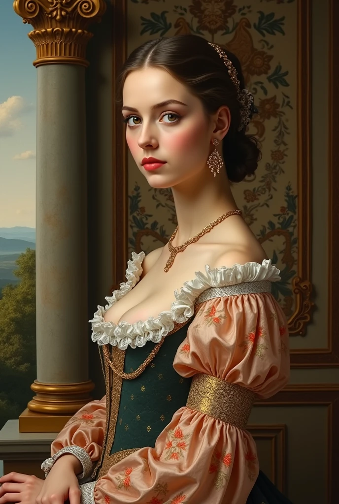 Painting of a designer girl from the Renaissance era
