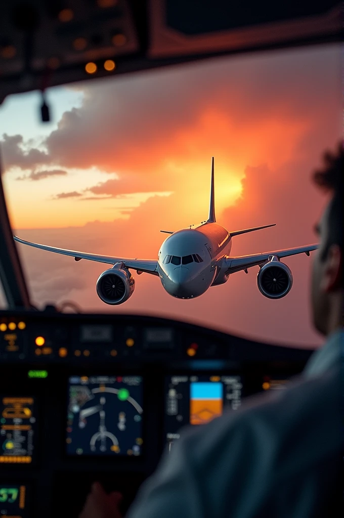 A pilot's view of a Dreamliner - Boeing 787 tilted towards 10 o'clock, when having to run away from the terrible heat that was sweeping behind