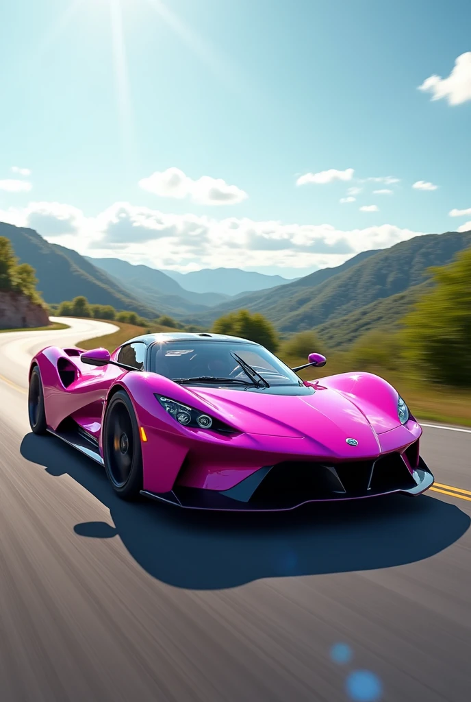 pink sports car speeding

