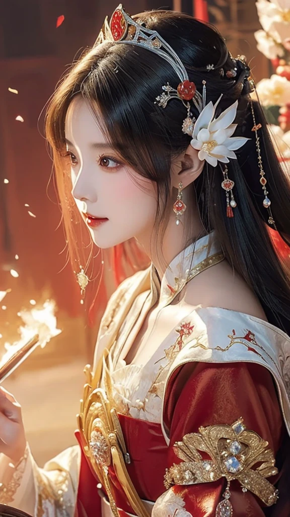 a close up of a woman wearing a red dress and a tia, palace ， a girl in hanfu, ((a beautiful fantasy empress)), a beautiful fantasy empress, beautiful character painting, guweiz, artwork in the style of guweiz, chinese style, trending on cgstation, ancient chinese princess, inspired by Lan Ying, chinese princess