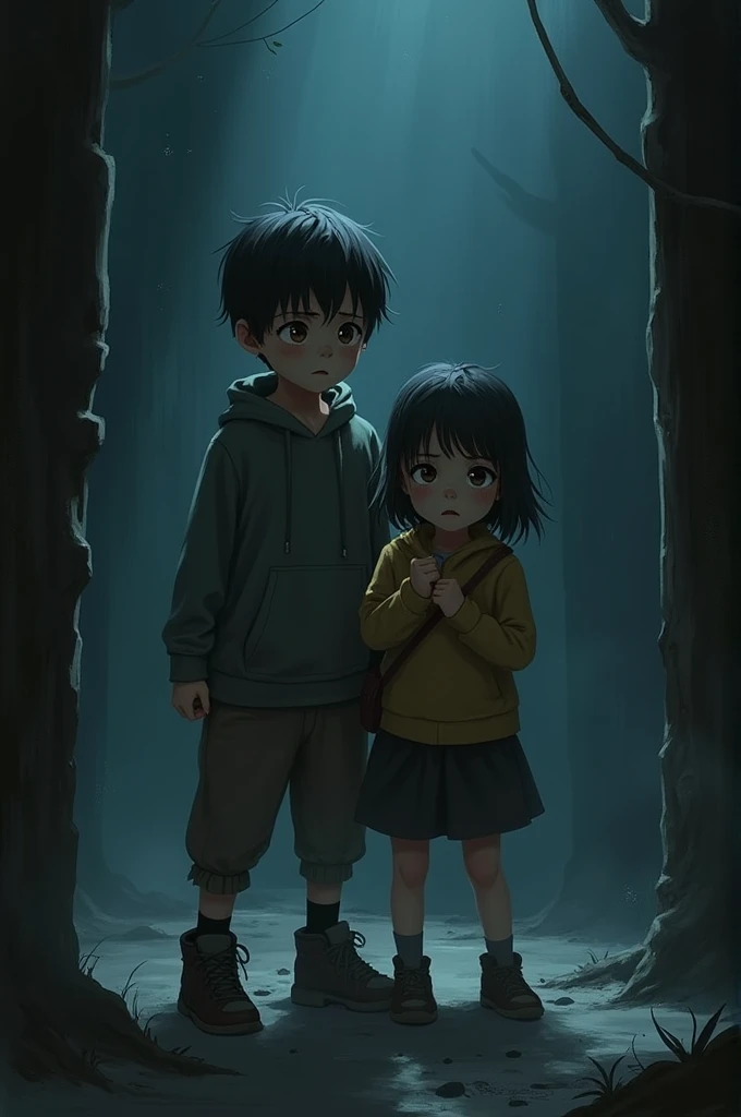 2 ren protecting themselves from the darkness