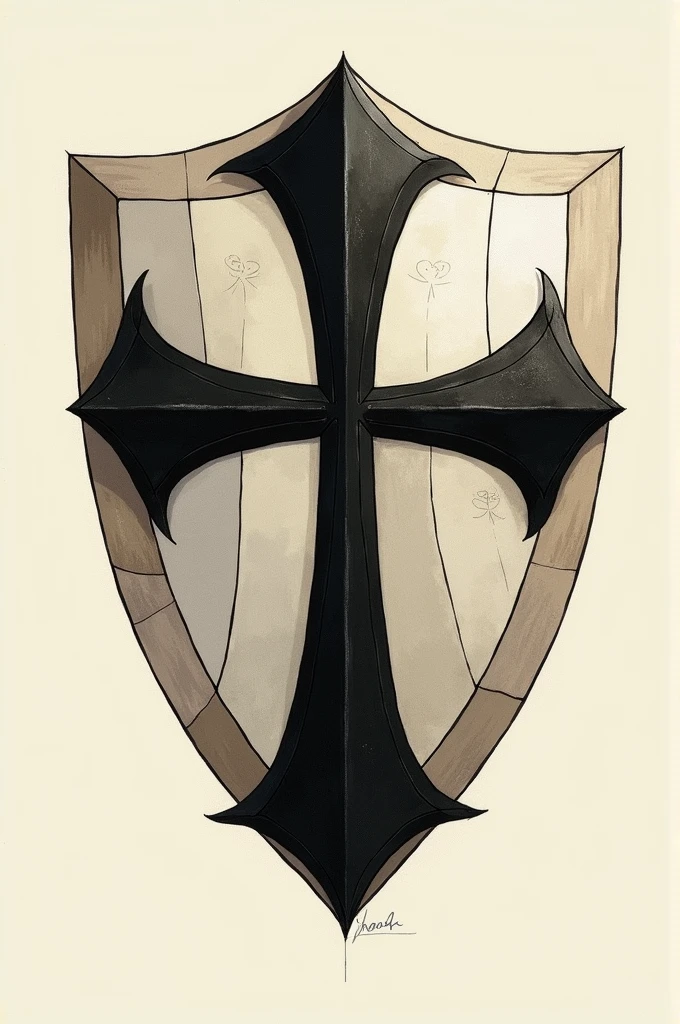 Create a sketch of the Mercedarian shield in the cubism method